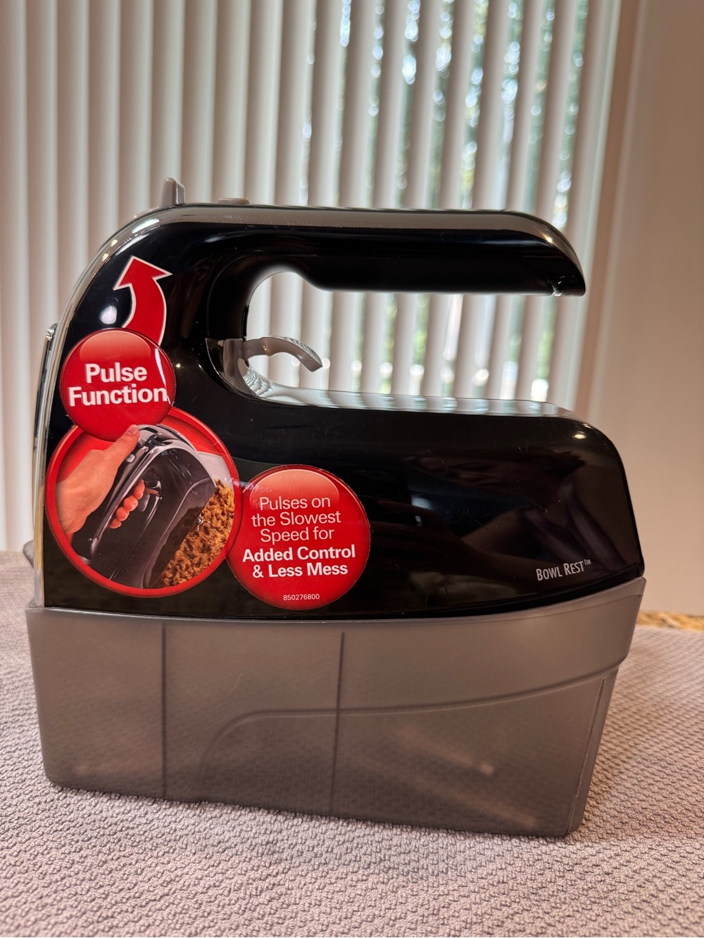 Hamilton Beach Black and Gray Hand Mixer with Bowl Rest
